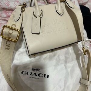 Coach Cream Mini Bag with Gold Accents